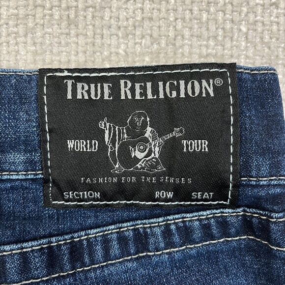 True Religion Jeans Rocco Relaxed Skinny Men's 36 (37x34) Stretch Blue Denim - Picture 6 of 11